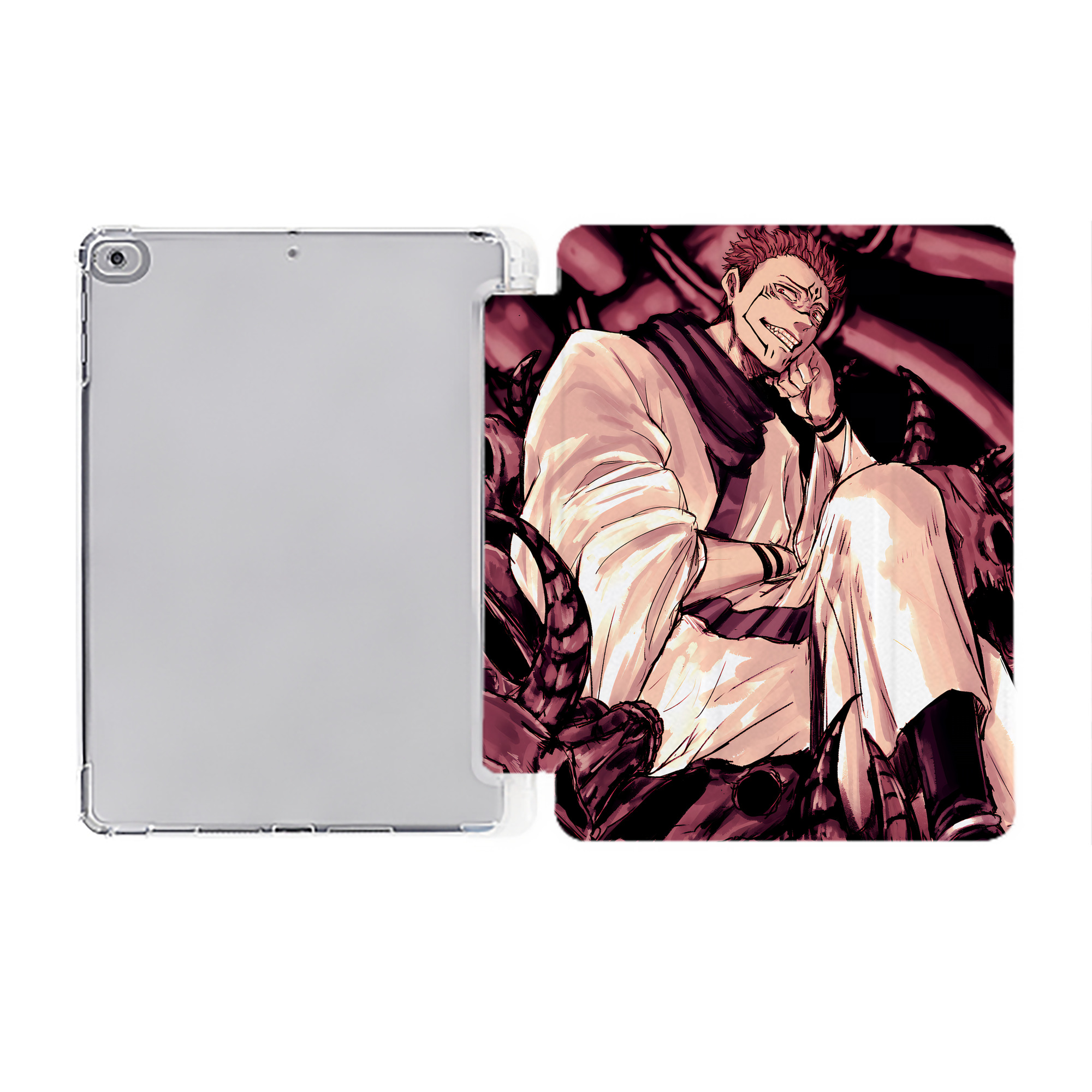 （画像用） 呪術廻戦 Jujutsu Kaisen IPad ケース ペン収納付き 三つ折りスタンド PUレザー×シリコン 対応機種9.5/10.5/10.9インチ